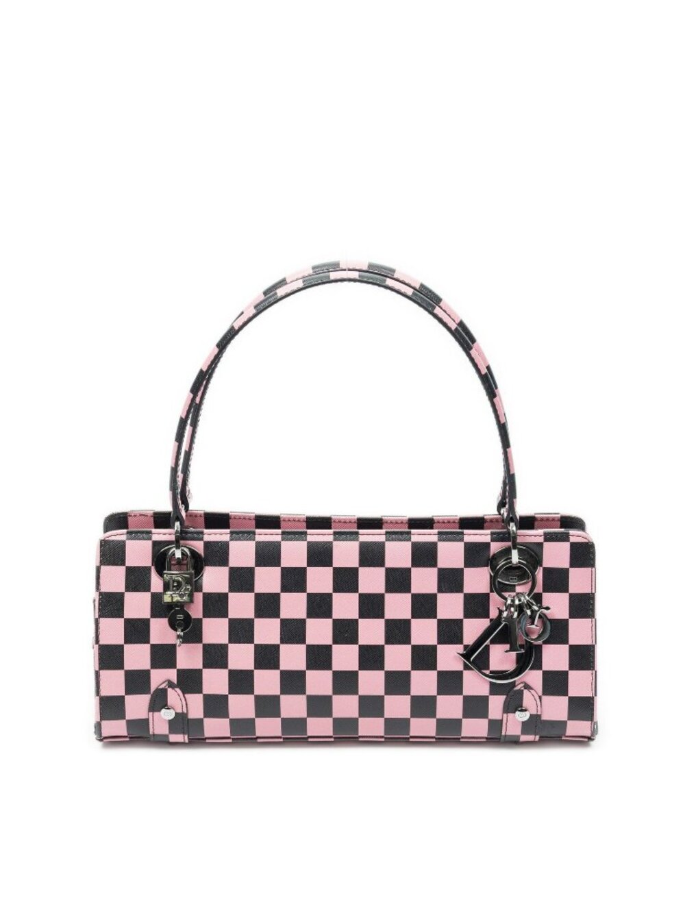 Dior Lovely East West Black Pink Checkerboard Pattern